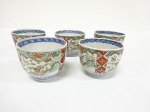 古伊万里　染付色絵　兎文様　向付　5客揃